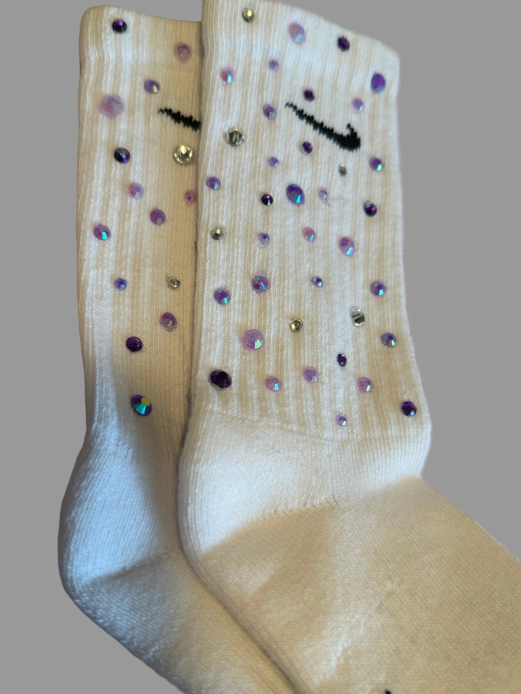 Custom rhinestone socks, any color combination can be made. Personalized for all of your needs!
