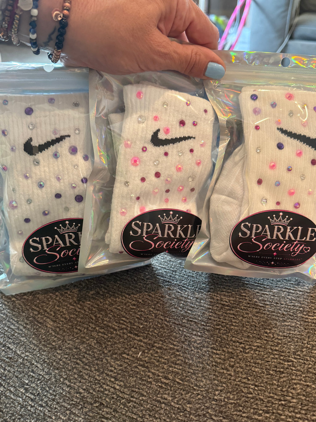 Custom Nike rhinestone socks