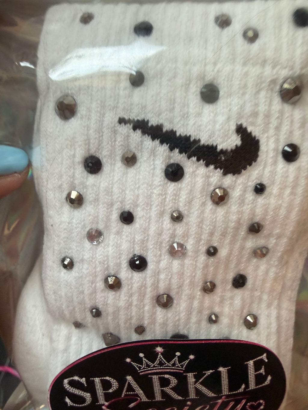 Custom rhinestone socks, any color combination can be made. Personalized for all of your needs!