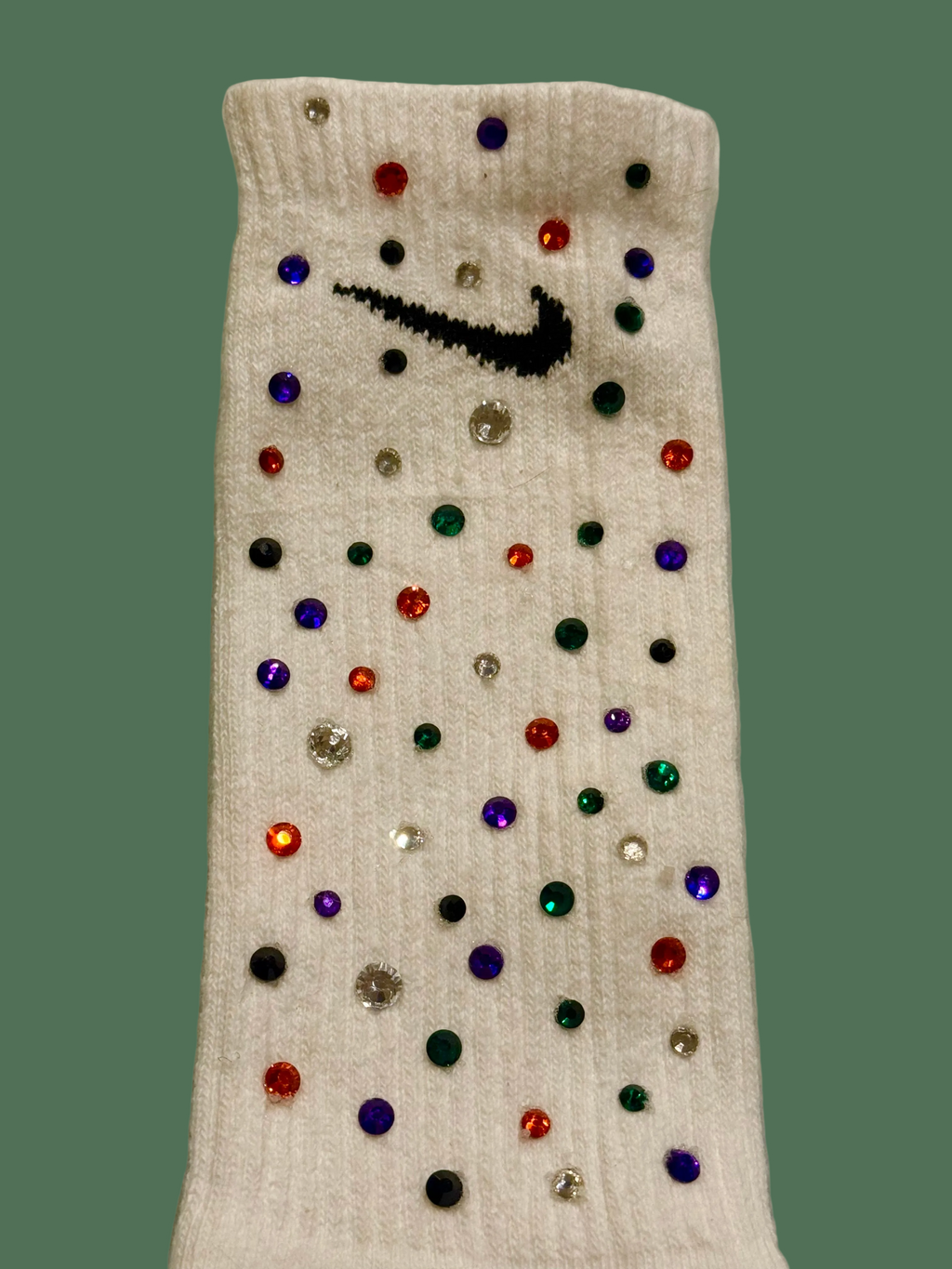Custom rhinestone socks, any color combination can be made. Personalized for all of your needs!