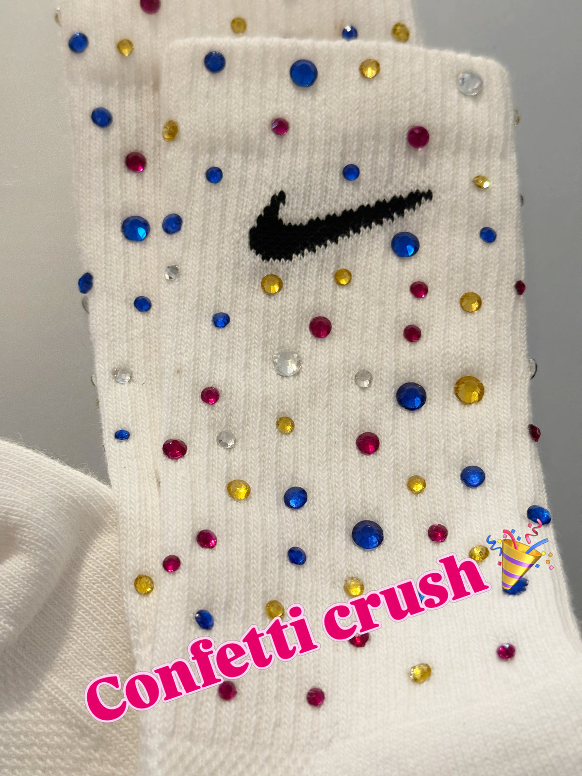 Custom Nike rhinestone socks - Confetti Crush